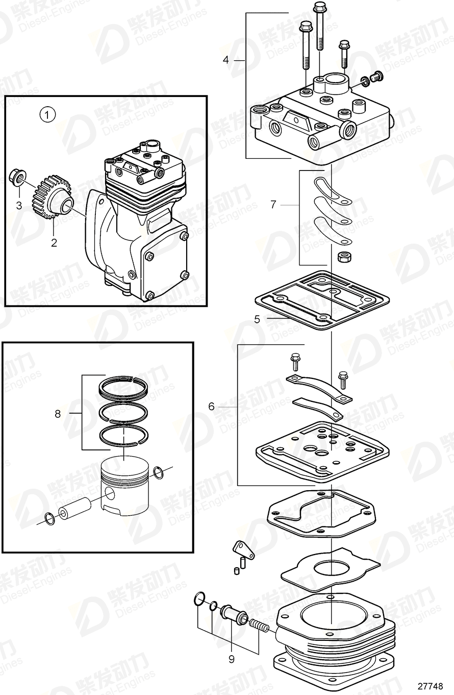 volvo penta Control piston 20460498 Drawing volvo penta Control piston 20460498 Drawing